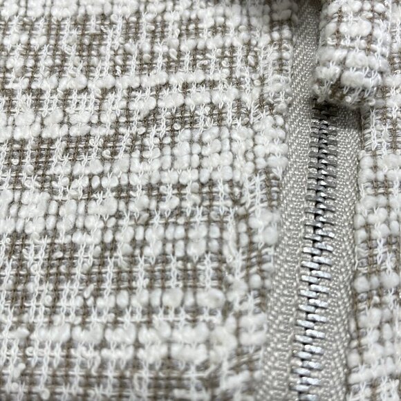 Max Studio Nordstrom NWT Jacket Diagonal Zip Knit Collar Tan White Size Large L - Picture 8 of 17